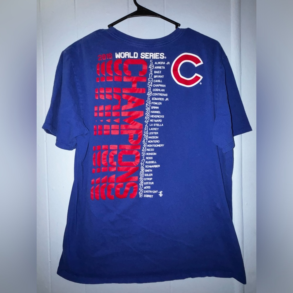 Nike Chicago Cubs Shirt Adult Large Blue White World Series Champions Men's